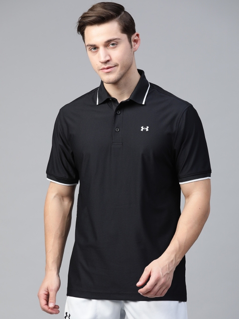 

UNDER ARMOUR Women Black Solid Playoff Pique Polo Golf T-shirt