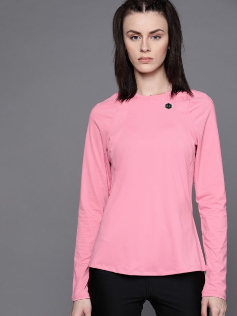

UNDER ARMOUR Women Pink Rush Solid Training T-Shirt