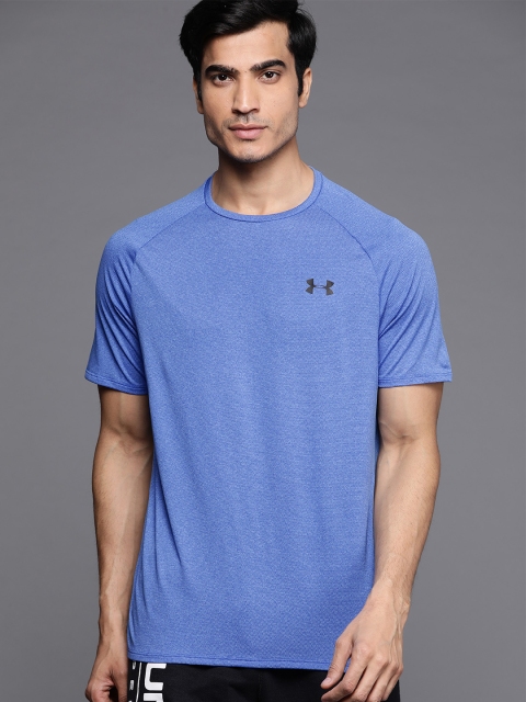 

UNDER ARMOUR Men Blue Tech 2.0 Self-Design Sports T-shirt