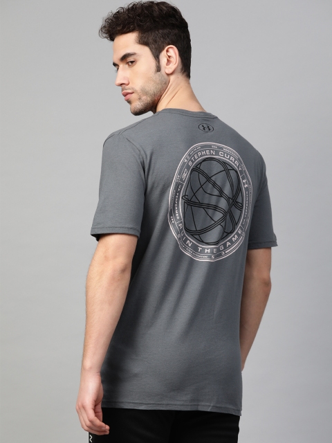 

UNDER ARMOUR Men Grey Printed Back SC30 PI Day Basketball T-shirt
