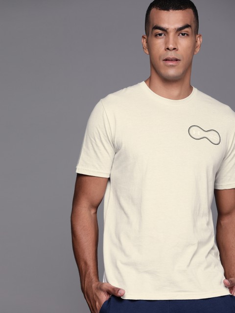 

UNDER ARMOUR Men Off-White & Black Printed Back SC30 PI Day T-Shirt