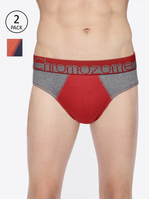 

Chromozome Men Pack of 2 Colourblocked Basic Briefs WS08, Red