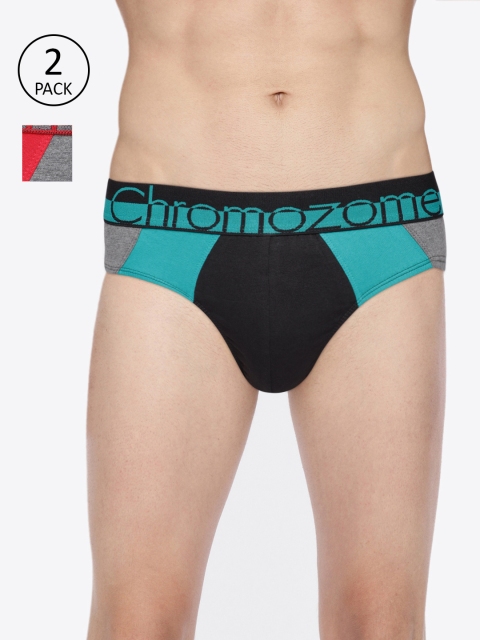 

Chromozome Men Set Of 2 Colorblocked Briefs, Black