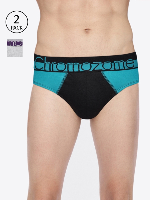 

Chromozome Men Pack of 2 Colourblocked Basic Briefs WS08, Black