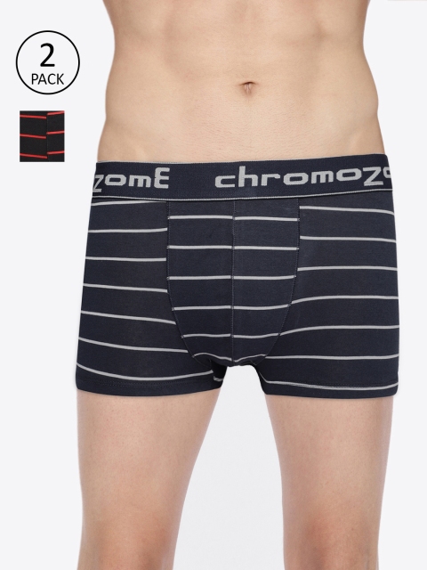 

Chromozome Men Pack of 2 Striped Trunks BC06 PO2, Navy blue