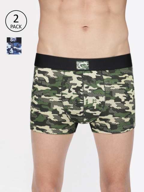 

Chromozome Men Pack of 2 Camouflage Print Trunks ART04, Olive