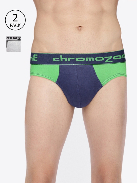 

Chromozome Men Pack of 2 Colourblocked Briefs BC02 PO2, Navy blue