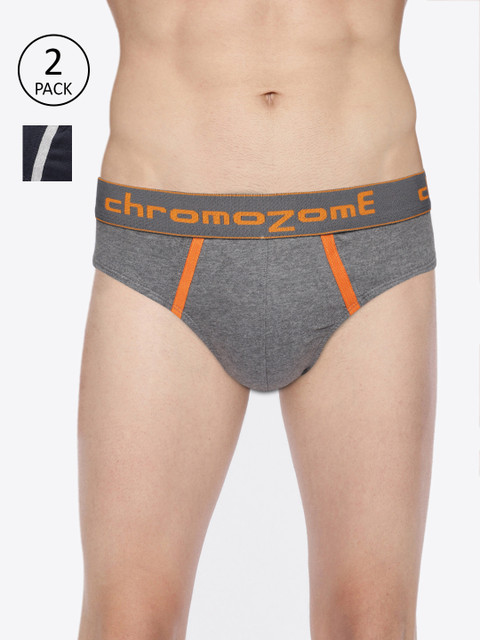 

Chromozome Men Pack of 2 Solid Basic Briefs BC03, Charcoal