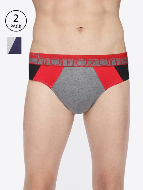 

Chromozome Men Set Of 2 Colourblocked Briefs, Charcoal