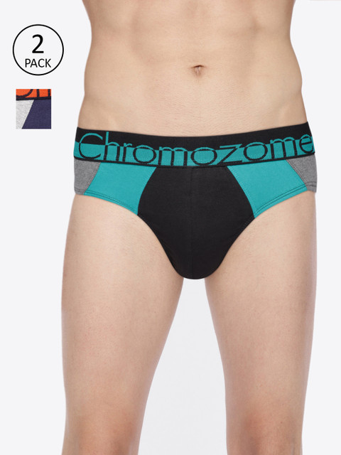 

Chromozome Men Pack of 2 Colourblocked Basic Briefs WS10, Navy blue