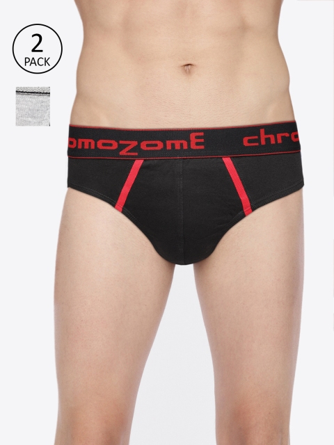 

Chromozome Men Pack of 2 Solid Briefs BC03, Grey melange