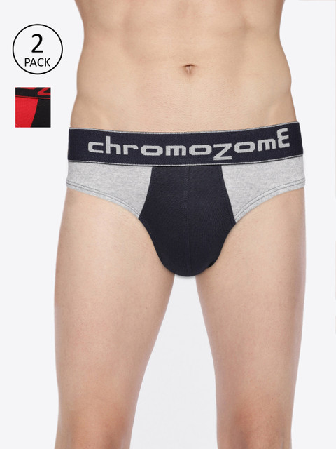 

Chromozome Men Pack of 2 Colourblocked Briefs BC02 PO2, Navy blue
