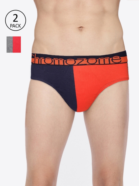 

Chromozome Men Set Of 2 Colourblocked Briefs, Charcoal