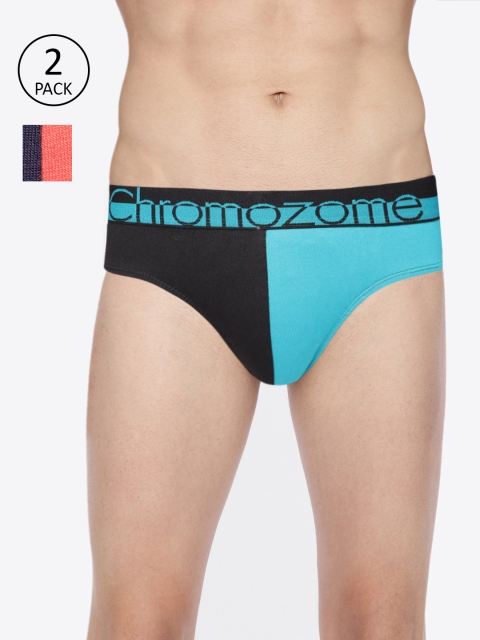 

Chromozome Men Set Of 2 Colourblocked Briefs, Navy blue