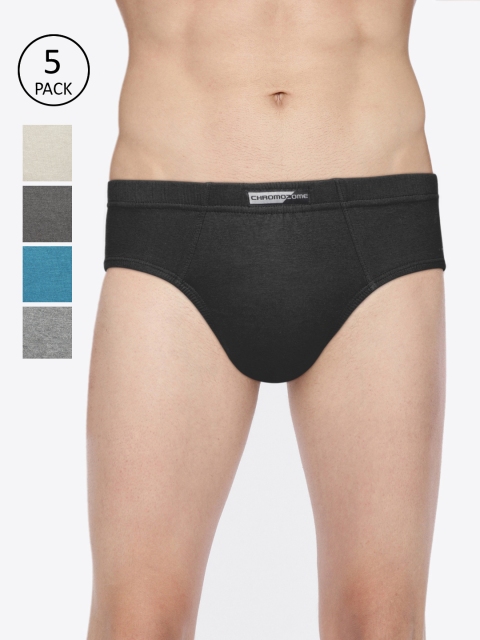 

Chromozome Men Set Of 5 Solid Briefs, Grey