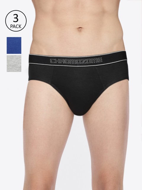 

Chromozome Men Pack of 3 Solid Briefs IT16, Black