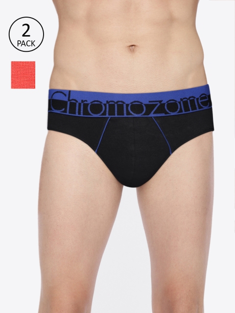 

Chromozome Men Set Of 2 Solid Briefs, Black