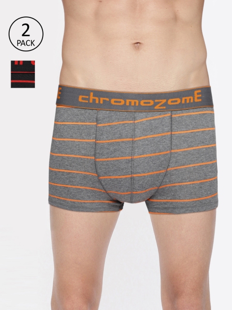 

Chromozome Men Pack of 2 Striped Trunks BC06 PO2, Grey