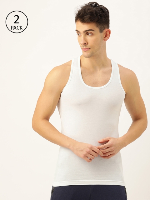 

Chromozome Men Pack Of Two Solid Innerwear Vests IT05White1L, White