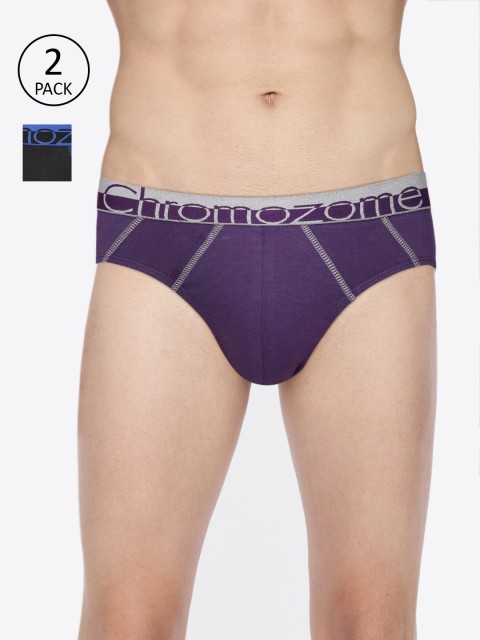 

Chromozome Mens Pack of 2 Solid Briefs WS01, Purple