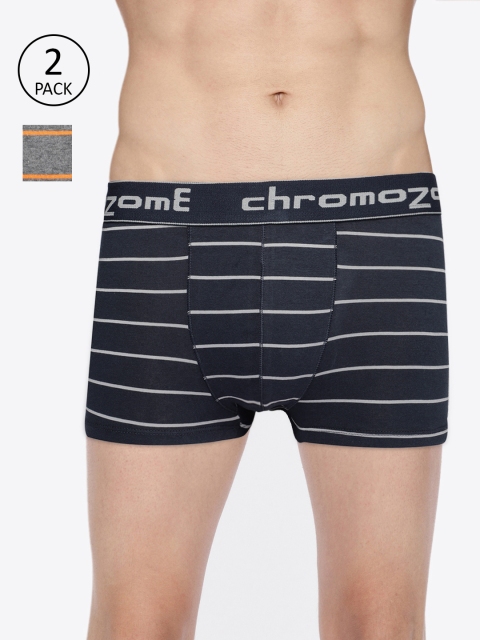 

Chromozome Men Pack of 2 Striped Trunks BC06 PO2, Grey