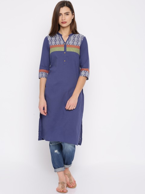 

Aurelia Blue Woven Design Kurta