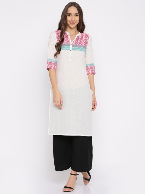 

Aurelia Off-White Woven Design Kurta