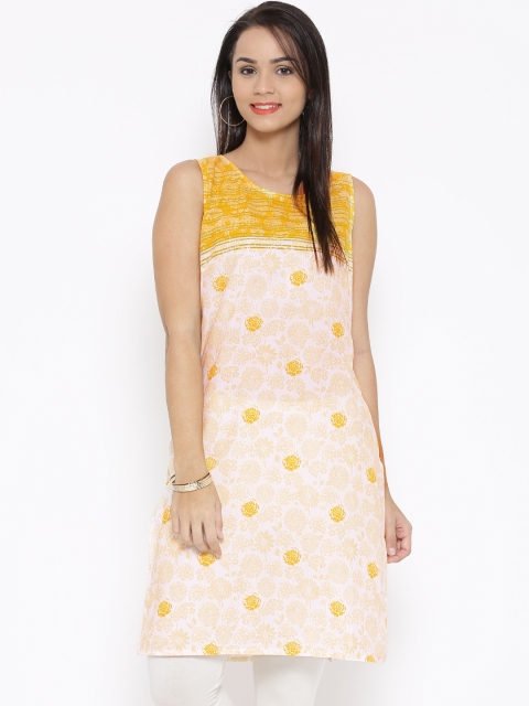 

Aurelia Off-White & Yellow Floral Print Kurta