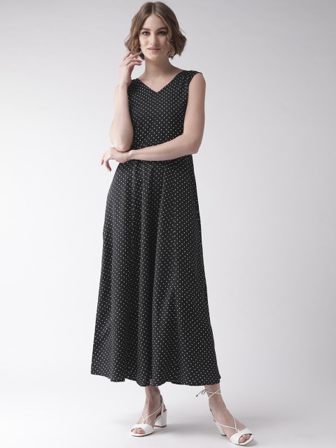 

U&F Women Black & White Printed Maxi Dress