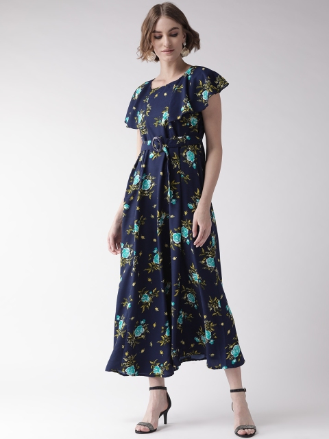 

U&F Women Blue & Green Printed Maxi Dress