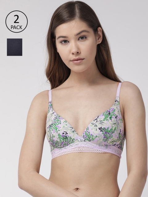 

Marks & Spencer Pack of 2 Lightly Padded & Non-Wired Plunge Bras T333291, Lavender