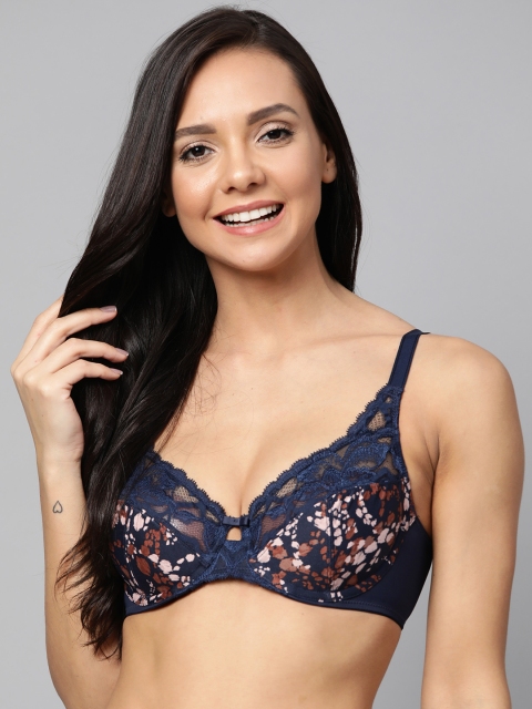 

Marks & Spencer Navy Blue & Pink Printed Underwired Non Padded Everyday Bra T332711PNAVY
