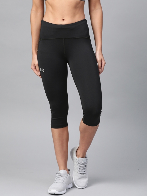 

UNDER ARMOUR Women Black Solid Fly Fast Speed Compression Fit Running Capris