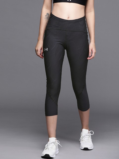 

UNDER ARMOUR Women Black Fly Self-Design Fly Fast Jacquard Crop Tights