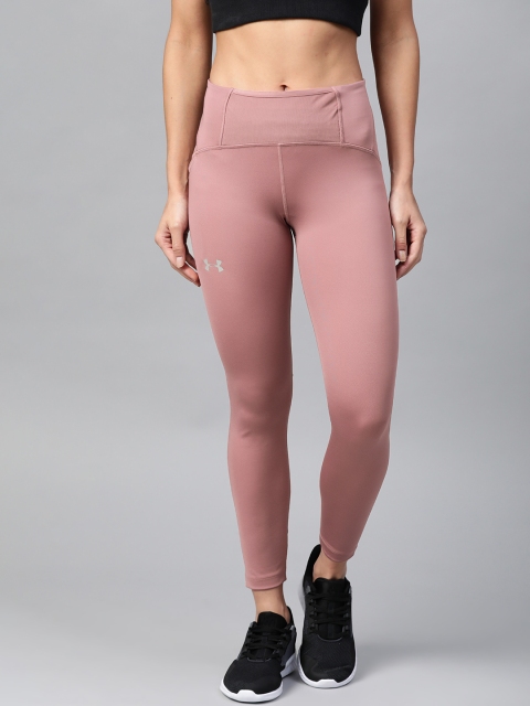 

UNDER ARMOUR Women Mauve Solid Qualifier Speedpocket Perforated Ankle Crop Running Tights