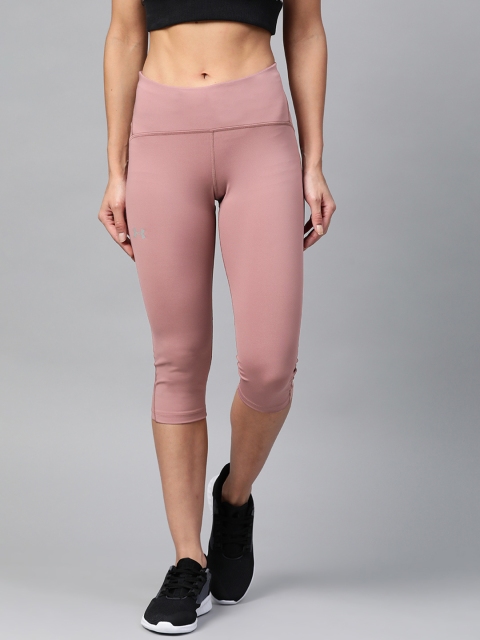 

UNDER ARMOUR Women Mauve Solid Fly Fast Speed Compression Fit Running Capris