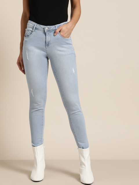 

Kraus Jeans Women K4068 Blue Push Up Mid-Rise Low Distress Stretchable Jeans