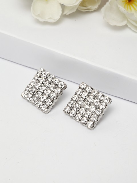 

AVANT-GARDE PARIS Rhodium-Plated & Silver-Toned Square Studs