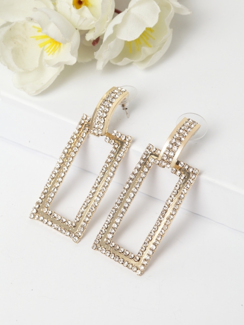 

AVANT-GARDE PARIS Gold-Plated Crystals Geometric Drop Earrings