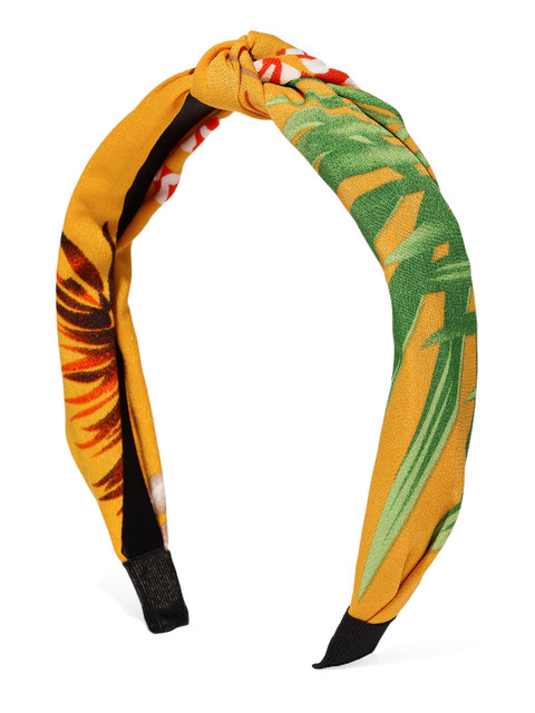 

ToniQ Yellow & Green Printed Top Knot Hairband