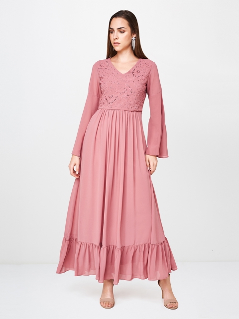 

AND Women Pink Embellished A-Line Dress