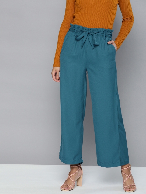 

HERE&NOW Women Blue Regular Fit Solid Regular Trousers