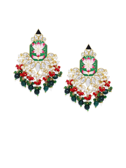 

Peora Green & Red Gold-Plated Classic Drop Earrings