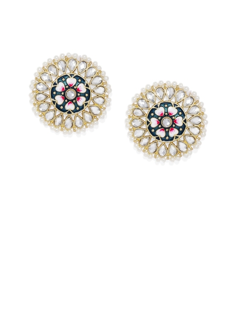 

Peora Blue Gold Plated Meenakari Circular Studs