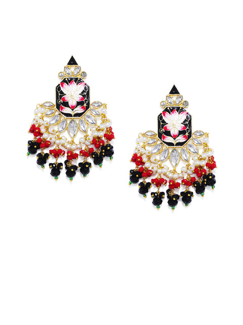 

Peora Gold Plated Meenakari Drop Earrings, Black