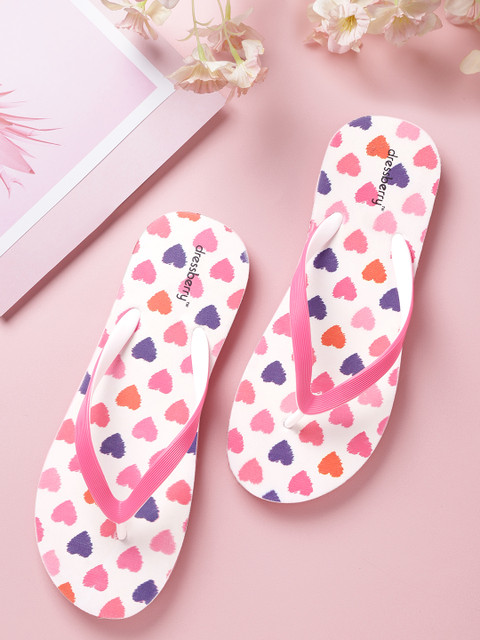 

DressBerry Women Pink & Purple Printed Thong Flip-Flops