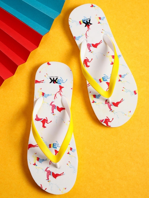 

Kook N Keech Women Yellow & White Printed Thong Flip-Flops