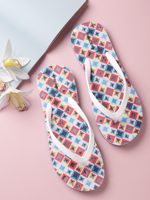 

DressBerry Women Multicoloured Printed Thong Flip-Flops, Multi