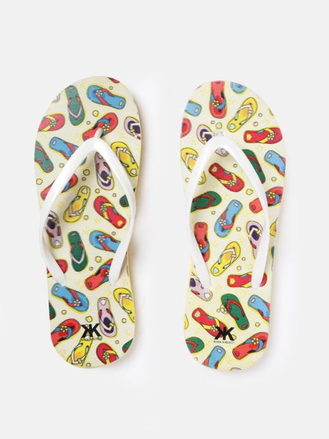 

Kook N Keech Women Multicoloured Printed Thong Flip-Flops, White