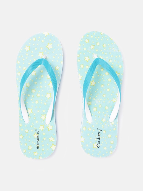 

DressBerry Women Blue & Yellow Star Print Thong Flip-Flops